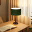 Lampe de table effilée en bois massif 18,5 "avec abat-jour rond en velours, lampe d'appoint moderne en bois véritable avec base E26 pour chambre à coucher et salon-1260446694