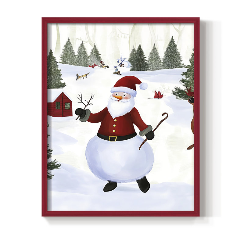 «Christmas Holiday Art», reproduction encadrée CC XXVI - bois massif, H 15 po x l 12 po, Rouge