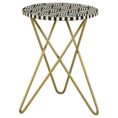Black White And Gold Top Accent Table