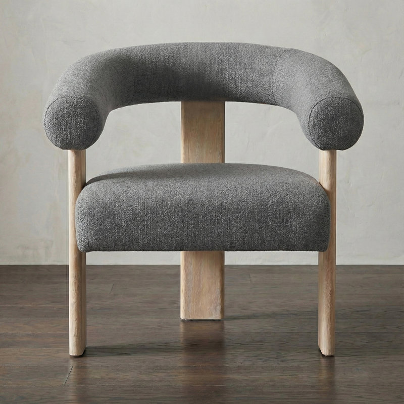  Chaise rembourrée avec accoudoirs demi-tonneau, Gris anthracite