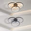 20" modern black led ceiling light, 3-ring flush mount fixture for living room, bedroom, or dining room, sleek and energy-efficient design, easy installation