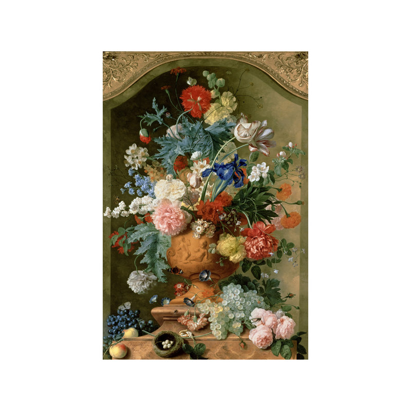 Flowers In A Terracotta Vase, 1736 by Jan Van Huysum - Print on Canvas, 66.04 cm H x 45.72 cm W x 1.91 cm D, No Frame