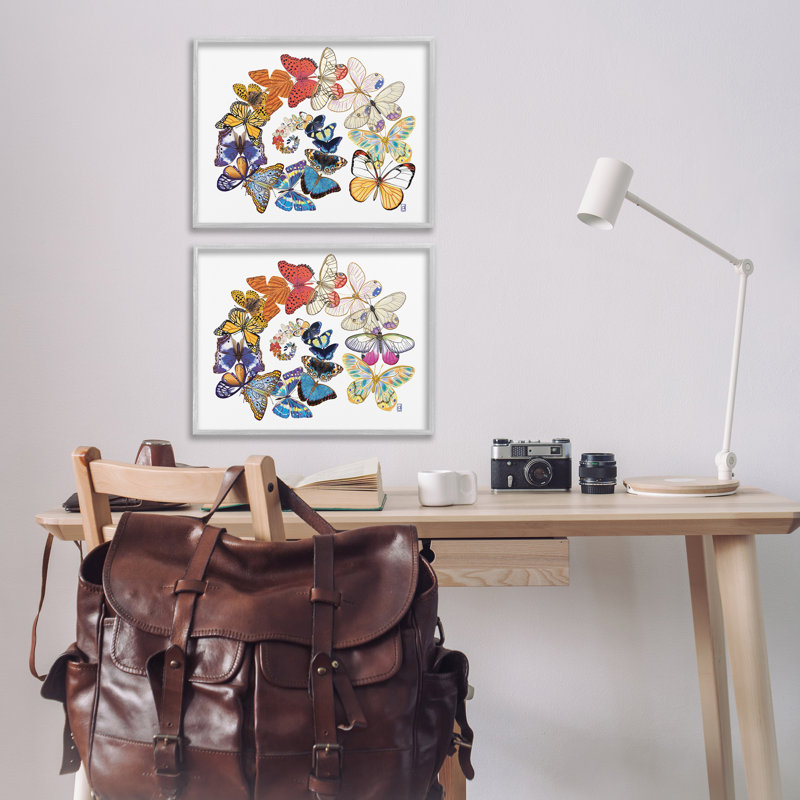 «Fly Away Butterfly Spirals», ensemble de 2 giclées par Ann Jasperson, Estampe numérique Farmhouse, H 16 po x l 20 po