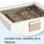 Boîte à bijoux avec couvercle en verre, organisateur de bijoux à 6 couches, 5 tiroirs, 8 x 9,1 x 9 pouces, blanc nuageux et couleur or-645929332