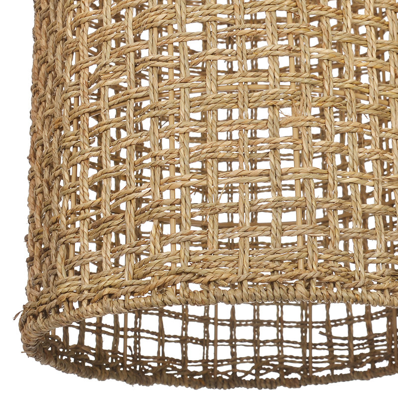 Luminaire suspendu en rotin naturel tissé à la main Boho Farmhouse, H 15,75 po x l 11,81 po x P 11,81 po