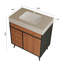 Meuble-lavabo moderne autoportant avec lavabo en céramique et plateau en pierre frittée-240528362