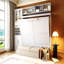 Grand lit escamotable mural avec canapé, tablettes USB et lumière, blanc-130594497