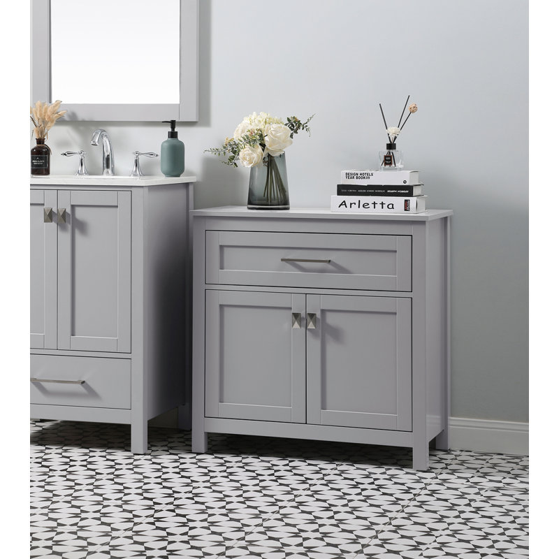 Rangement pour salle de bain Destinyann, Gris / Nickel brossé