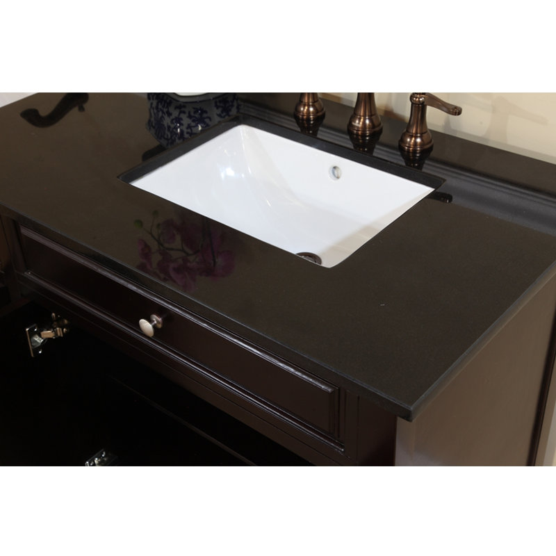 Ensemble de meuble-lavabo double 62 po Lombardi, Acajou foncé, Noir galaxie