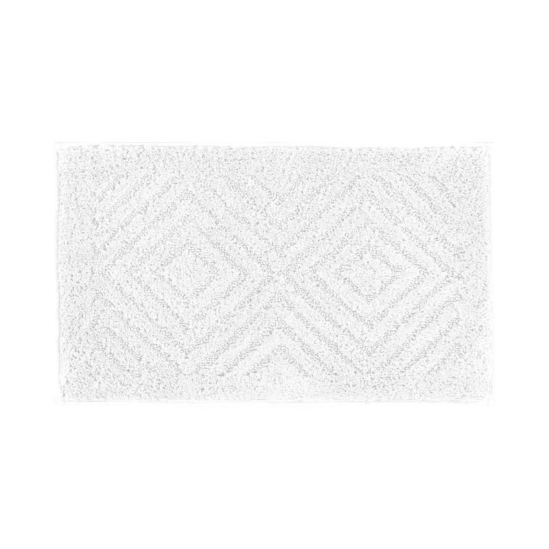 Krikorian Collection Luxury Diamond Pattern Polyester Bathroom Rug, 24" x 40" Rectangle, White