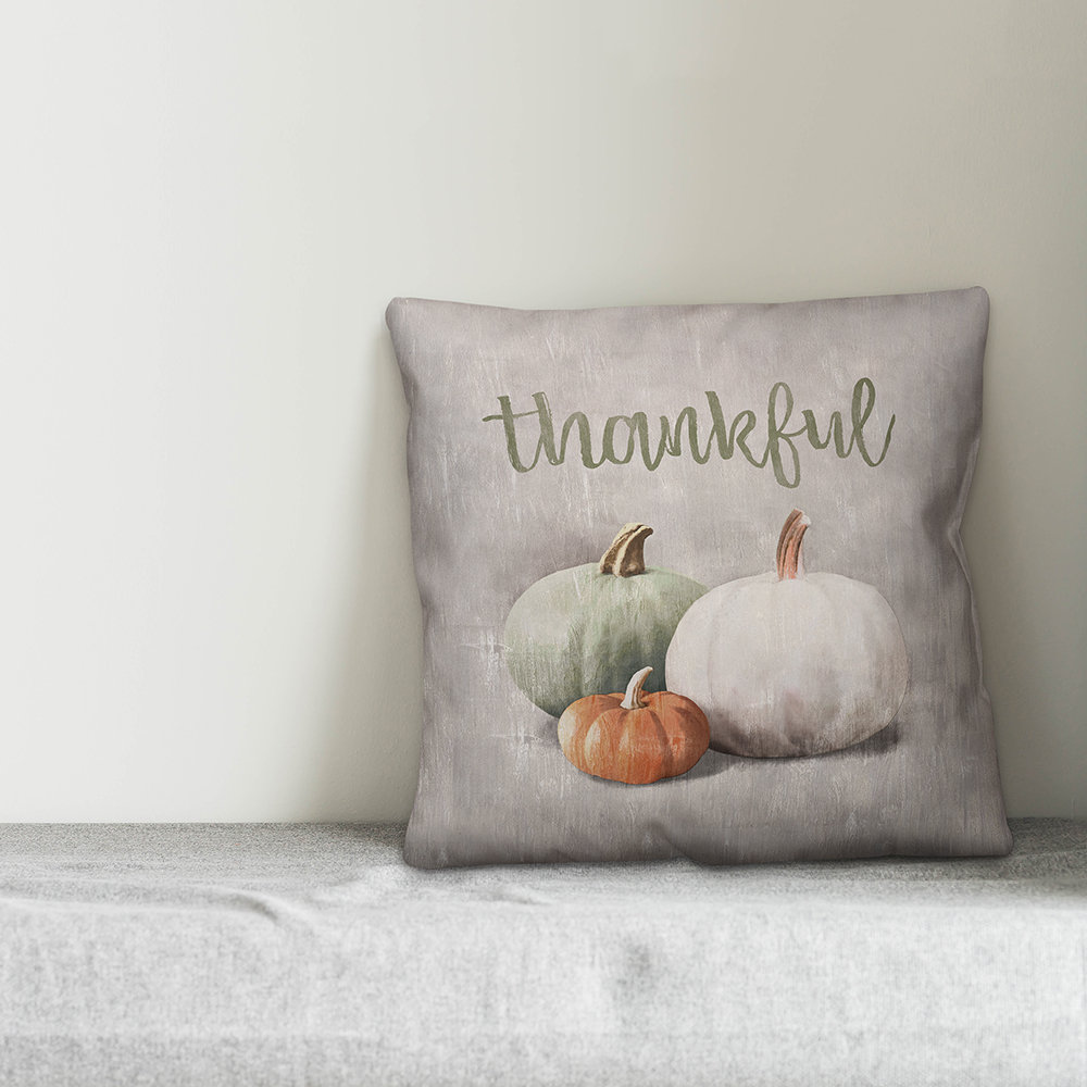 Thankful Pumpkins Square Pillow Cover & Insert Designs Direct Creative Group