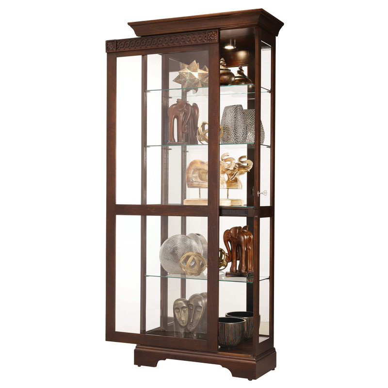 Hampton Cherry Lighted Glass Curio Cabinet