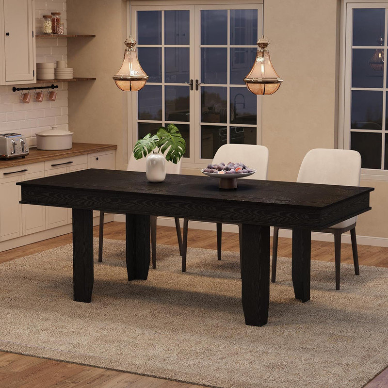 Table de salle à manger à rallonge 86,6 "pour 10 personnes, table de cuisine rectangulaire avec rallonge papillon, Black1