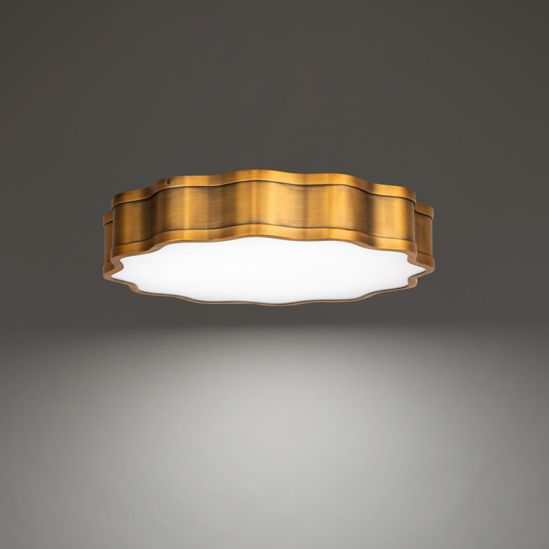 Vaughan Dimmable LED Wall & Ceiling Flush Mount, 3" H x 16" W x 16" D, Aged Brass