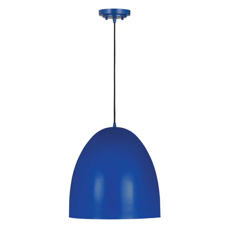 Luminaire suspendu 1 lumière Havertown Dome, H 21 po x l 19 po x P 19 po, Bleu, Bleu