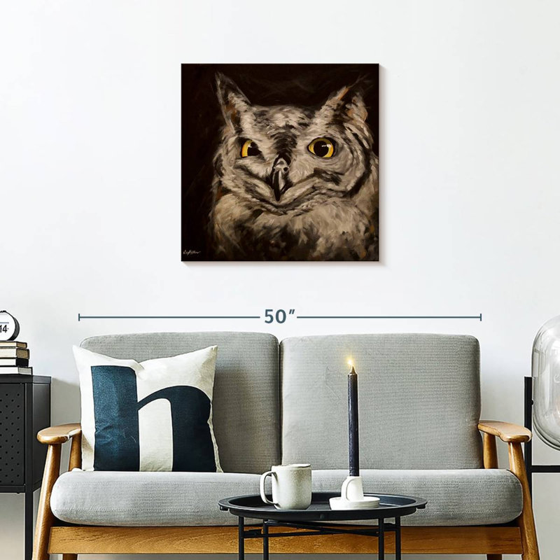 Brampt Black Background Owl, 24" H x 24" W