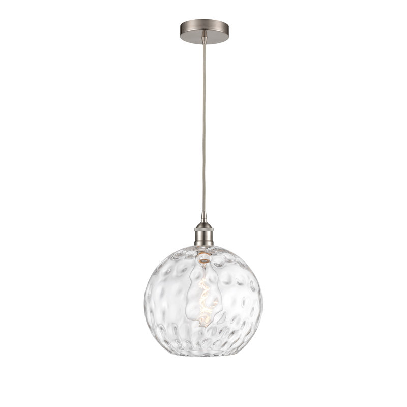 Luminaire suspendu simple à 1 lumière Ralph, H 14,75 po x l 12 po x P 12 po, Nickel satiné brossé