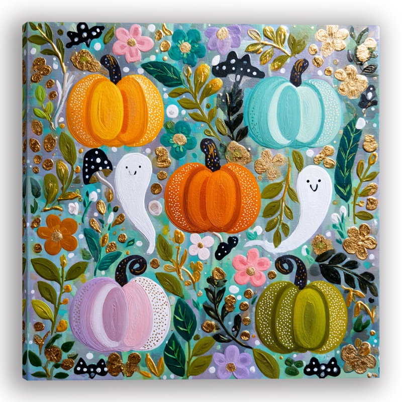 Art mural sur toile fantômes et citrouilles