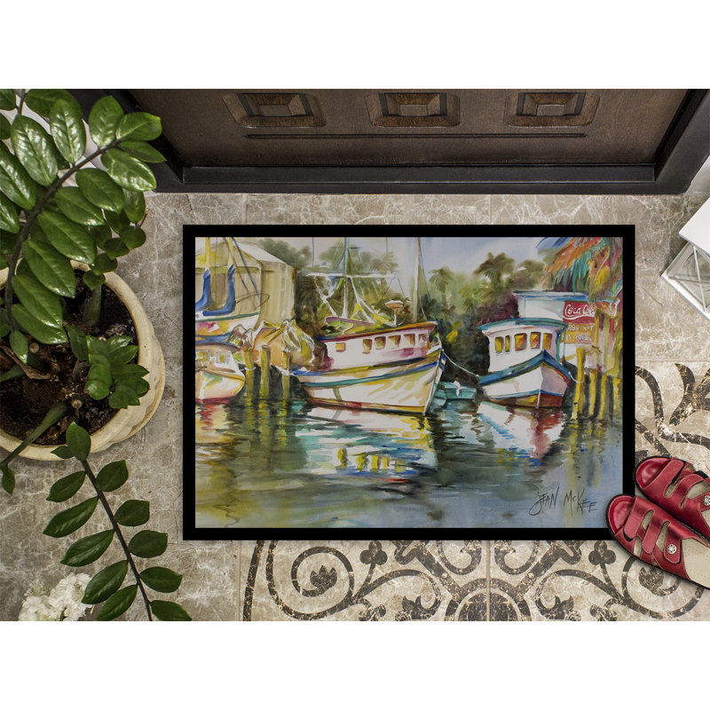 Tapis de porte d’intérieur anti-dérapant fish market, Rectangle 2 pi x 3 pi