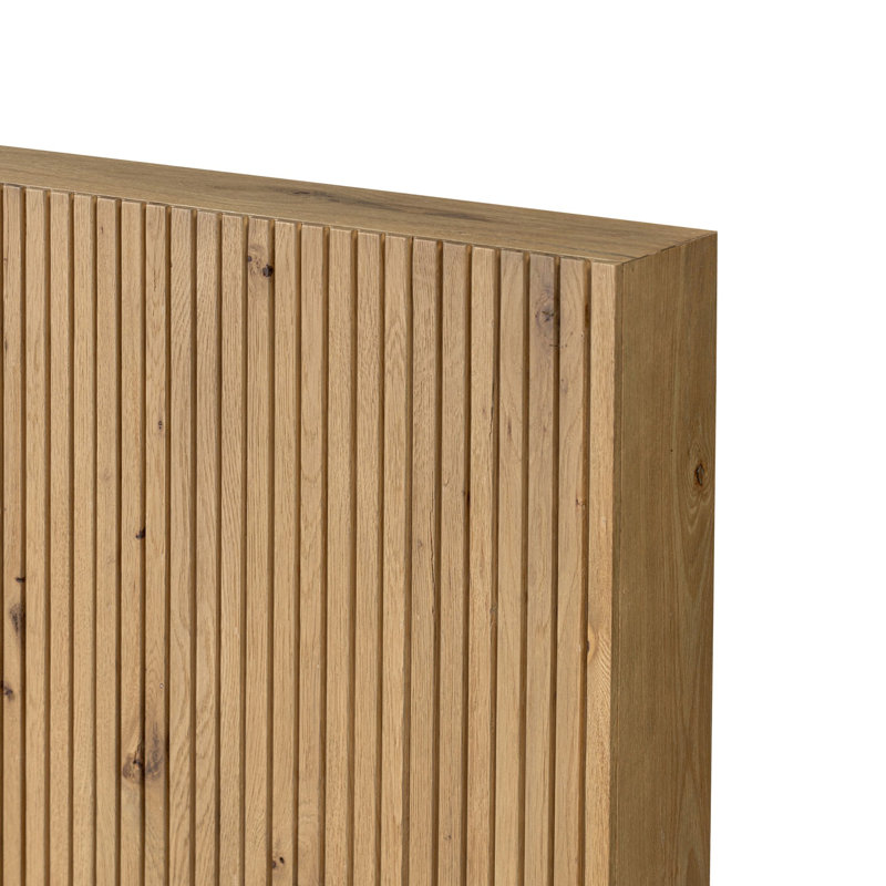Leo Bed-Smoked Black-Queen, Rustic Light Natural Oak, Queen