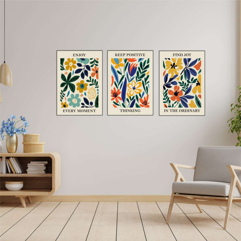 3-Piece Floral Pattern MDF Wall Art Set