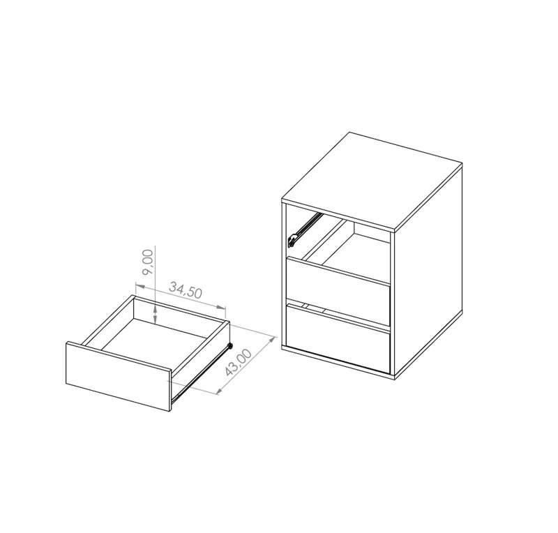 Bono 44cm W Manufactured Wood Bedside Table