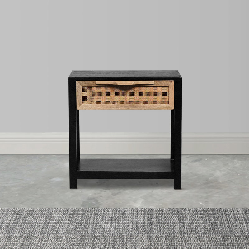 Table de bout à 1 tiroir avec rangement Shonna, Noir