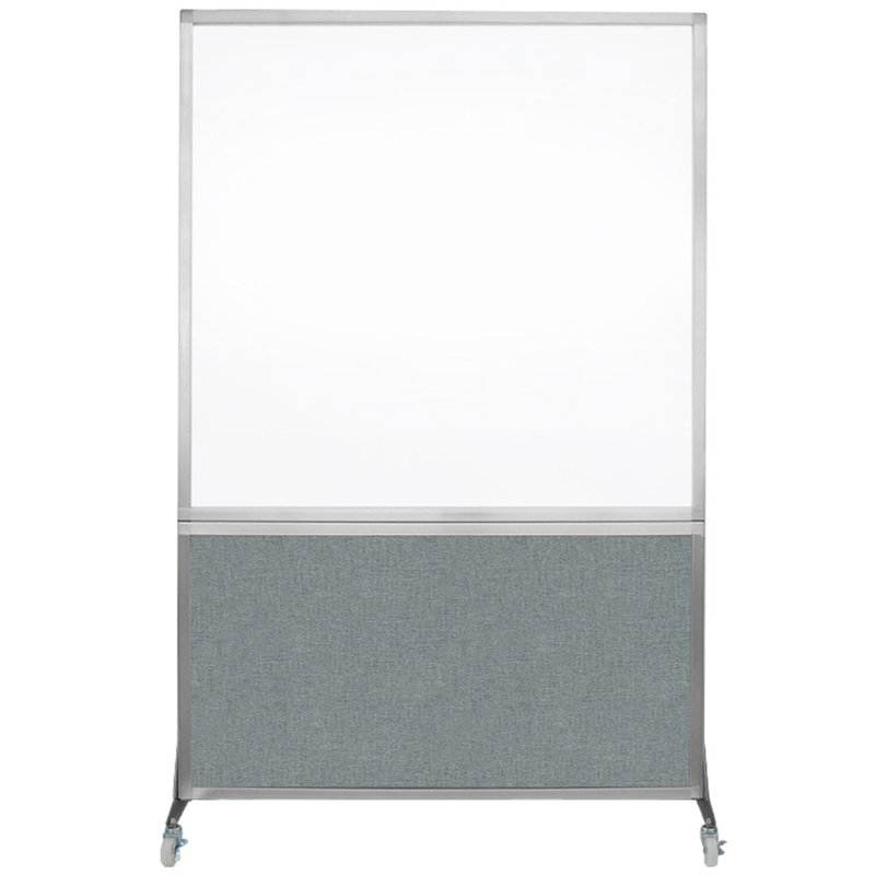 Tableau blanc mobile 6 'de haut DivideWrite, Bleu-vert, H 72 po x l 48 po, Argent