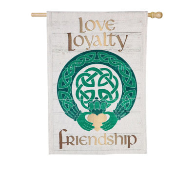 Lin claddagh 2 côtés 43 x 29 po love loyauté amitié drapeau maison