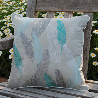 Embroidered Outdoor Throw Pillow