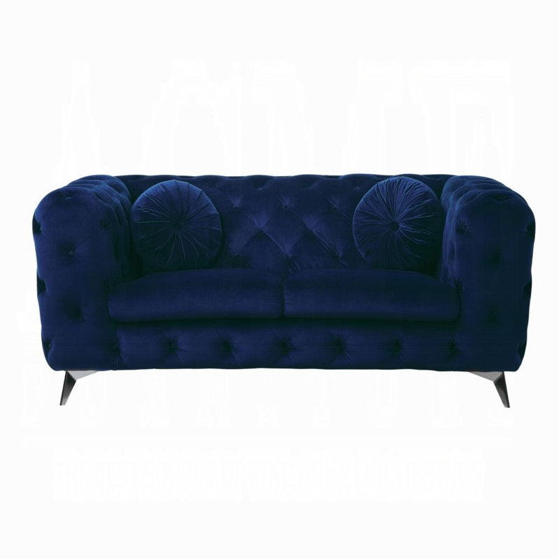 Causeuse en velours bleu Atronia