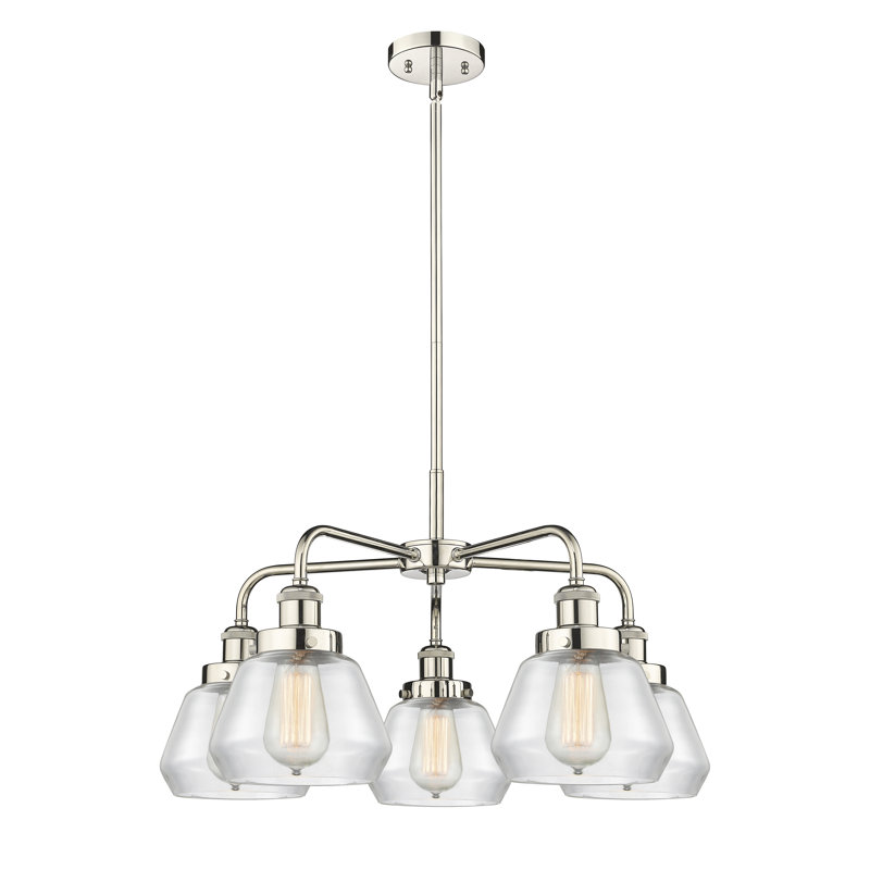 Lustre bol à 5 lumières en verre Fulton, Transparent, Nickel poli