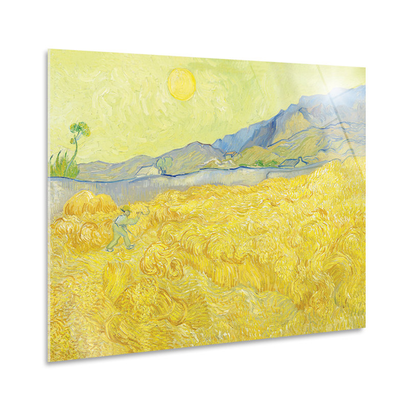 Wheat Field with Mower by Vincent Van Gogh - Unframed Painting, 65cm H x 95cm W