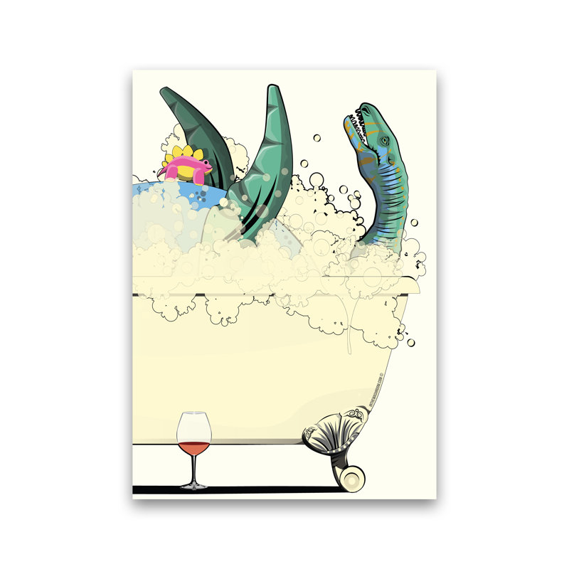 Swimming Dino - Print, No Framed, 60cm H x 42cm W x 1cm D