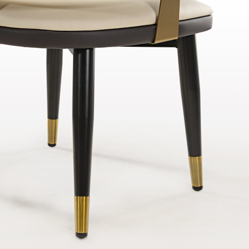 Ensemble de 2 chaises de salle à manger rembourrées Anareli, beige et brun foncé