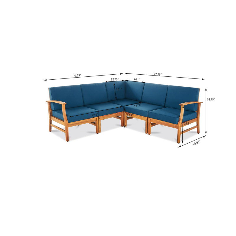 PERLA 5-PCS SOFA SET,GREEN, Blue