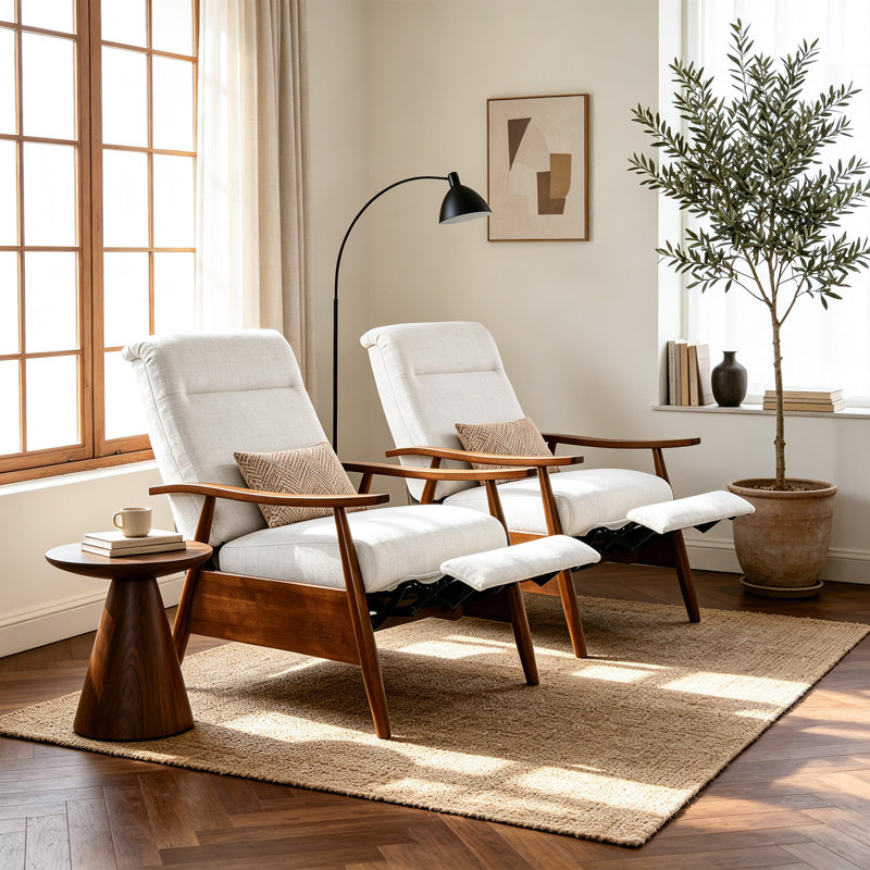 Fauteuil inclinable réglable, Beige Cotton Blend