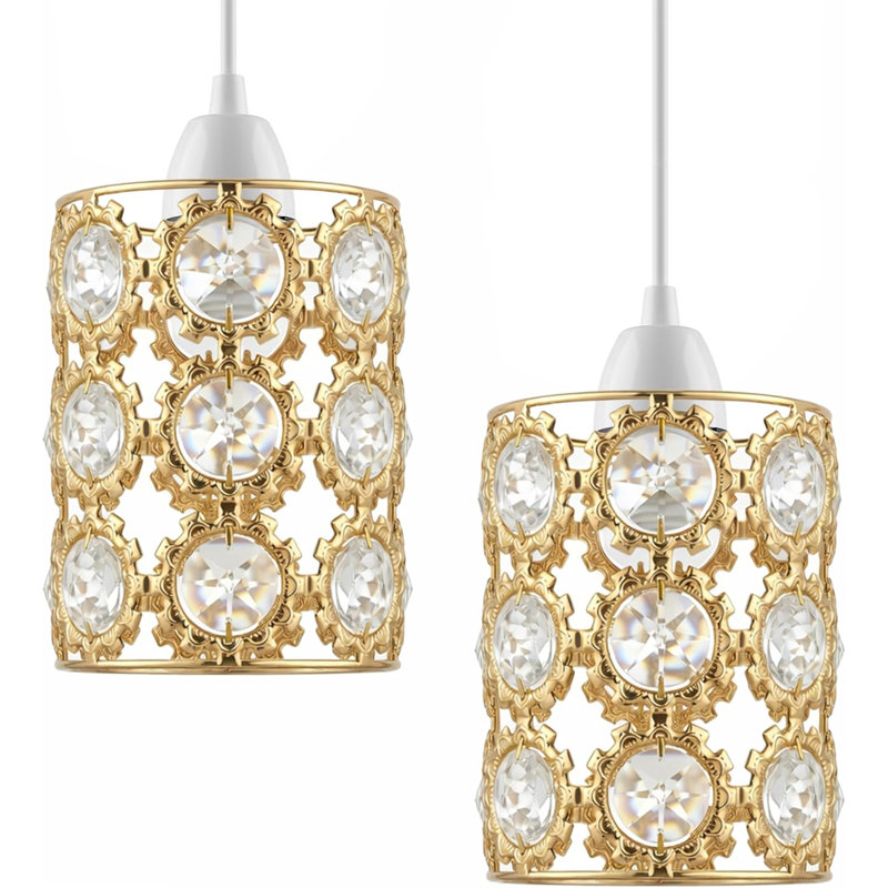 Crystal Drum Lamp Shade in French Gold, 9cm, French Gold