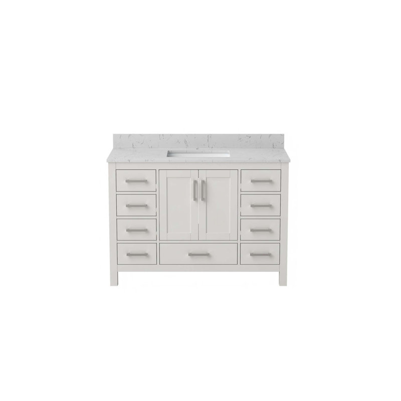 Meuble-lavabo spacieux avec rangement à fermeture en douceur et lavabo en céramique