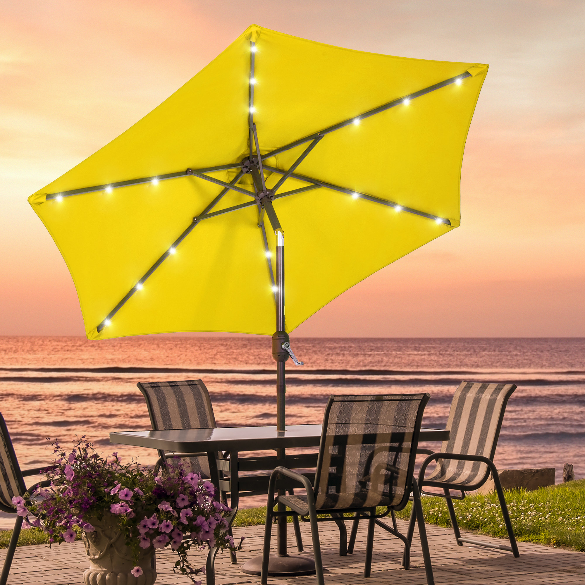 Arlmont u0026 Co. Leyla 90'' Lighted Market Umbrella u0026 Reviews - Wayfair Canada