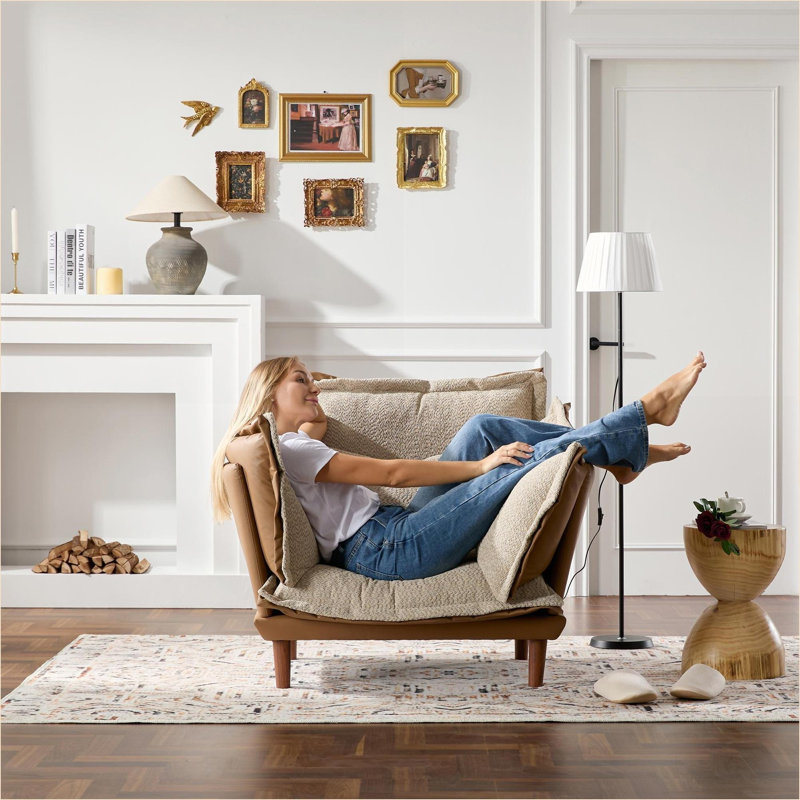 Fauteuil d'appoint moderne surdimensionné pour adultes Chenille, Orange