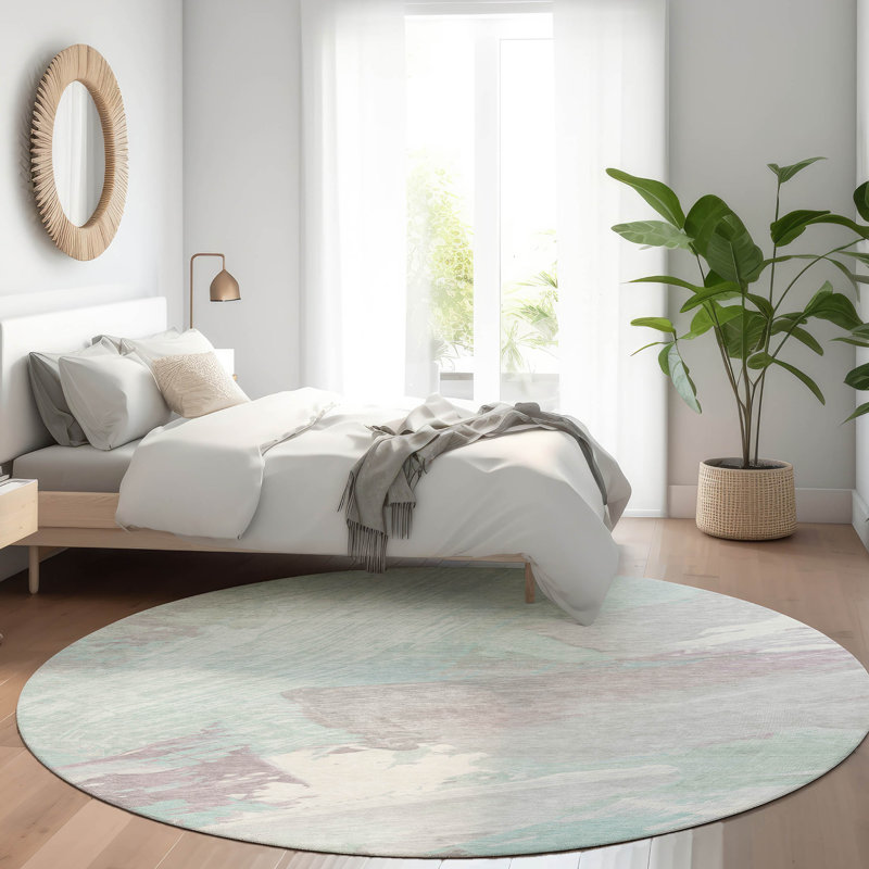Tapis intérieur / extérieur bleu Lanariyah , 8 pi x 8 pi