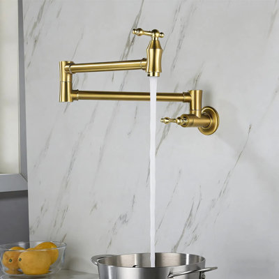 Robinet mural de remplissage de casseroles, laiton et métal, monobloc, robinet de cuisine mural avec bras rétractable et rotation à 360° pour le remplissage des casseroles sur la cuisinière