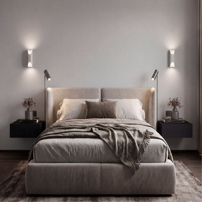 Ensemble de 2 tables de chevet murales flottantes pour la chambre à coucher, Wenge
