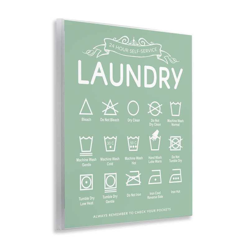 «Green Vintage Laundry Guide», plaque murale avec lettres et lignes