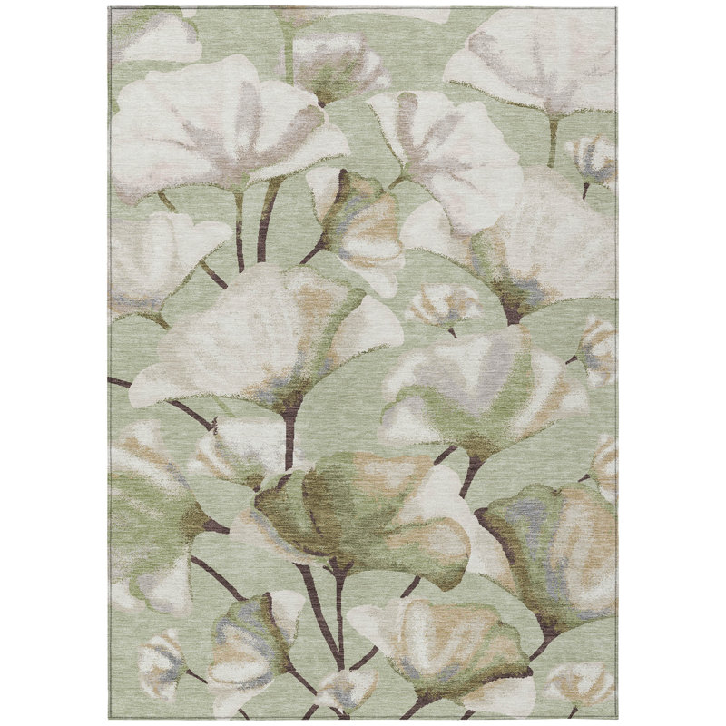 Machine Washable Indoor/Outdoor Raemoore ACN2405 Botanical Rug, Rectangle 9' x 12'