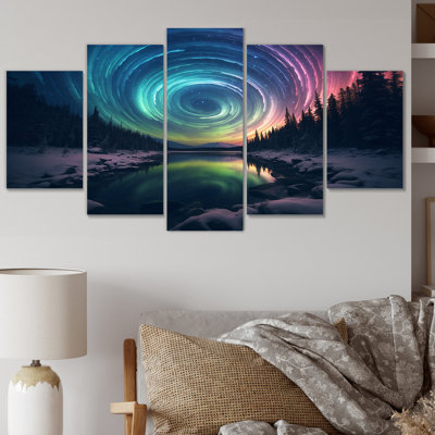 Gulianna - Northern Lights Canvas Wall Art - 5 Panels