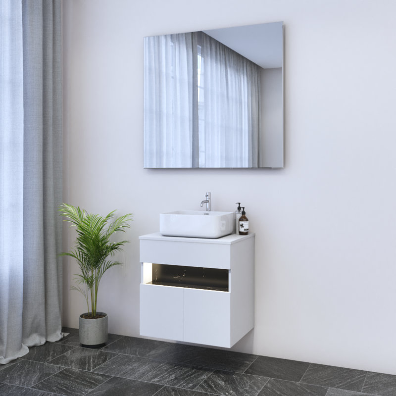 Lieke 23.6'' Single Bathroom Vanity with Top, White