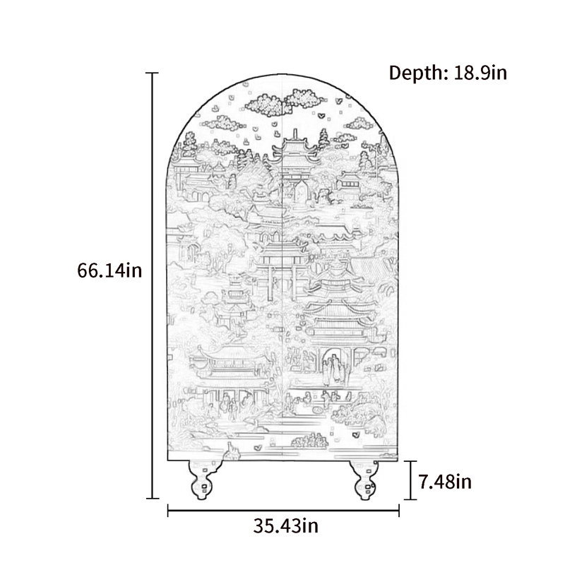 Armoire arquée avec tablettes et portes