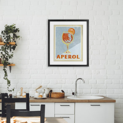 Vintage Aperol Spritz Framed Print Under Glass, design by Elizabeth Medley